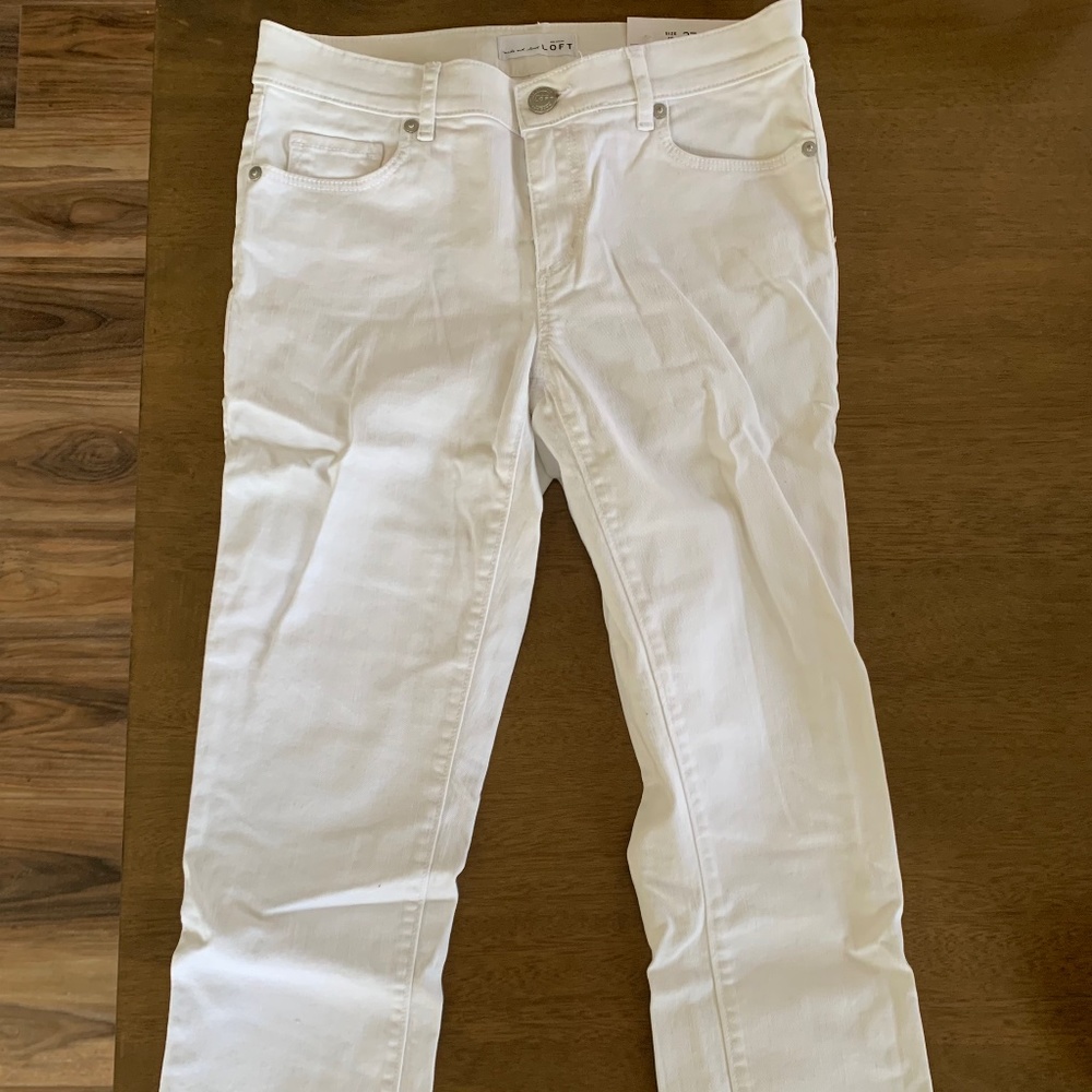 Ann Taylor LOFT New White Denim Modern Straight Pants | Color: White | Size: 4P